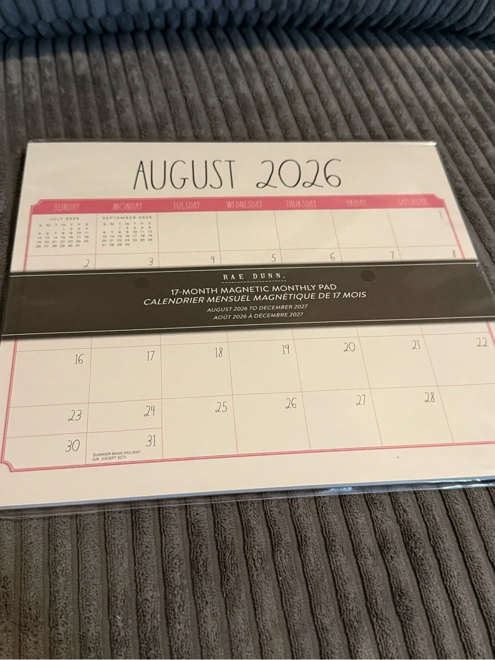 Rae Dunn August 2026 - December 2027 Magnetic Monthly Wall Pad - NWT